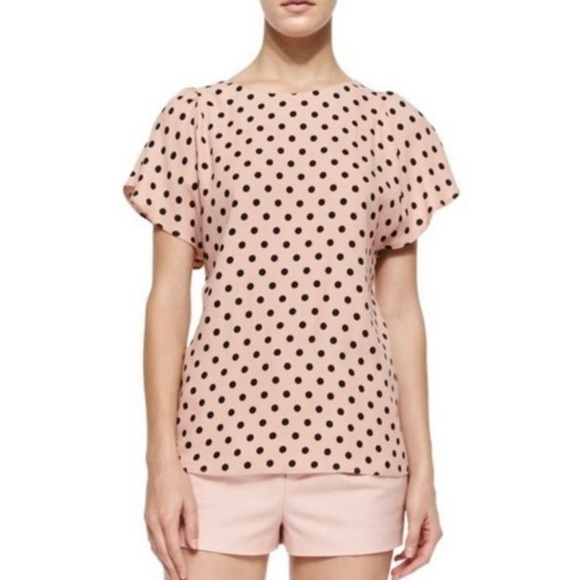 Red VALENTINO Micro Polka Dot Print Blouse, Size 38 IT (US 2) - Picture 2 of 16